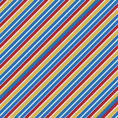 Bold high contrast seamless pattern of diagonal stripes in primary colors blue yellow red