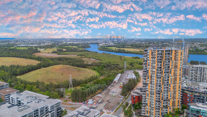 Wentworth Point a suburb in western Sydney newly built residential high rise apartments area on...