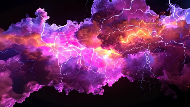 Majestic Lightning Show: Witness the raw power of nature as electrifying lightning bolts streak across a canvas of vibrant clouds, creating a breathtaking display of energy.