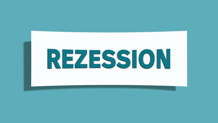 Rezession (recession) - A card isolated on light green background.
