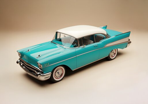 Vibrant Teal and White 1957 Chevrolet Bel Air Coupe