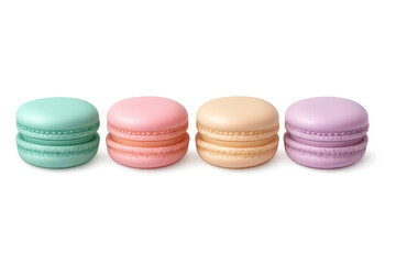 Obraz premium Colorful pastel macarons creating sweet dessert food composition