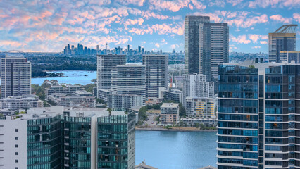 Wentworth Point a suburb in western Sydney newly built residential high rise apartments area on Parramatta River Sydney NSW Australia