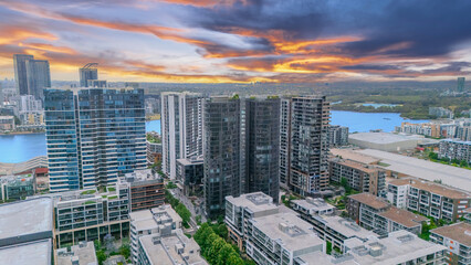 Obraz premium Wentworth Point a suburb in western Sydney newly built residential high rise apartments area on Parramatta River Sydney NSW Australia