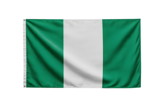 Proudly waving Nigeria's vibrant green and white flag, a symbol of unity, peace, and national pride for events - Powered by Adobe