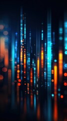 Abstract Cityscape At Night With Vivid Light Trails