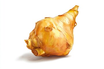 Detailed Illustration Of A Yellow Conch Shell