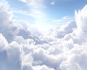Heavenly Cloudscape With Bright Sunlight