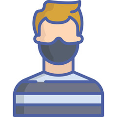 Stylized Portrait of a Person Wearing a Face Mask and Goggles with Blonde Hair and Striped Shirt Isolated on White Background