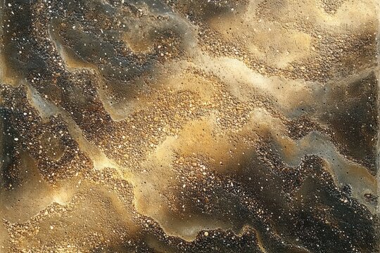 close-up of textured surface with earthy tones of brown, beige, and black, featuring granular and wavy patterns resembling natural rock or mineral formations