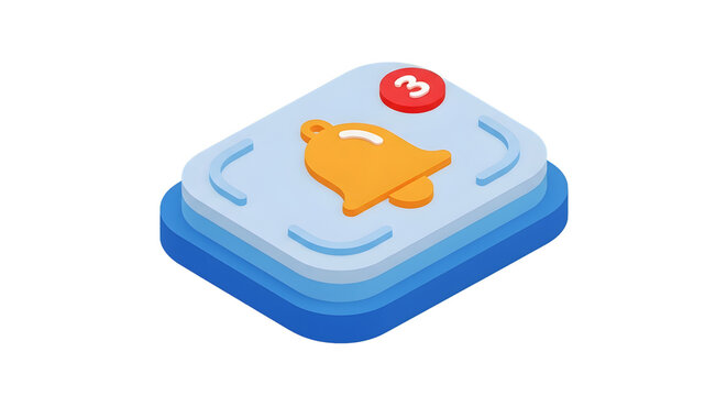 Notification bell icon isolated on transparent background for social media app