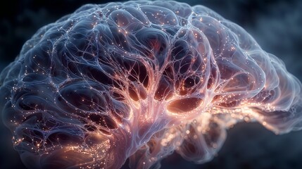 Abstract Neural Network Texture With Glowing Dots And Luminous Webbing In Digital Science Art