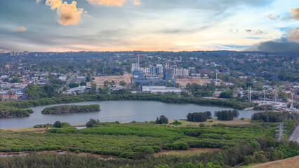 Fototapeta premium Wentworth Point a suburb in western Sydney newly built residential high rise apartments area on Parramatta River Sydney NSW Australia