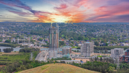 Wentworth Point a suburb in western Sydney newly built residential high rise apartments area on Parramatta River Sydney NSW Australia