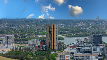 Wentworth Point a suburb in western Sydney newly built residential high rise apartments area on Parramatta River Sydney NSW Australia