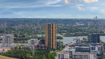 Wentworth Point a suburb in western Sydney newly built residential high rise apartments area on Parramatta River Sydney NSW Australia