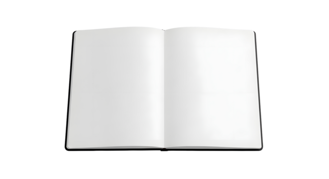 Open blank notebook isolated on transparent background