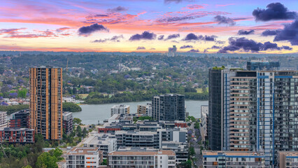 Wentworth Point a suburb in western Sydney newly built residential high rise apartments area on...