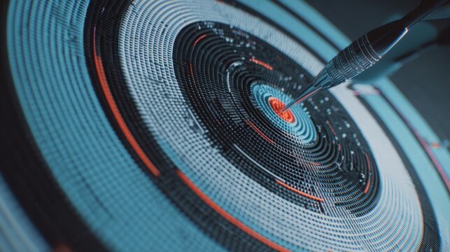 Abstract futuristic pattern design with concentric circles and intricate textures, featuring vibrant colors and a sharp pencil point ready to draw - Powered by Adobe