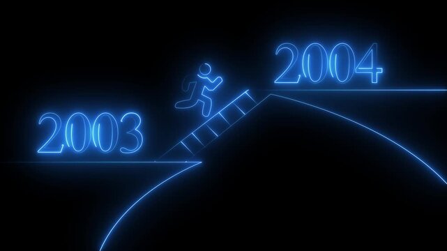 2003 to 2004 new year transfer animation. Year change New Year concept countdown for happy new change concept New Year concept countdown for happy new year.4k video animation