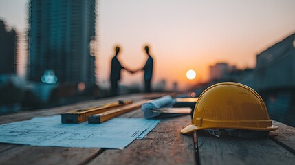 Construction Project Collaboration at Sunset