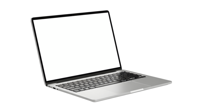 Modern silver laptop computer isolated on transparent background