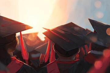 Graduation Ceremony Sunset Pixel Art