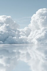 Vast Sky With Fluffy Clouds And Water Reflection