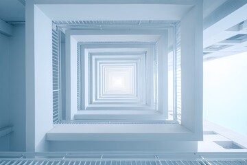 Perspective View Of Modern White Building Corridor