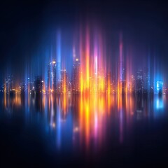 Vibrant Night City Lightscape With Reflections