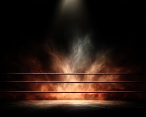 Empty Boxing Ring Under Dramatic Spotlight