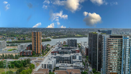 Wentworth Point a suburb in western Sydney newly built residential high rise apartments area on Parramatta River Sydney NSW Australia