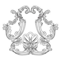 Engraved ornate baroque floral frame vector illustration