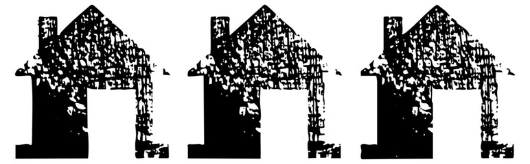 Houses stand textured in a neighborhood