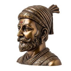 Shivaji maharaj statue bronze sculpture indian maratha warrior on white background
