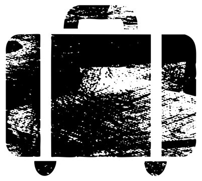 Suitcase travels remotely with distressed texture