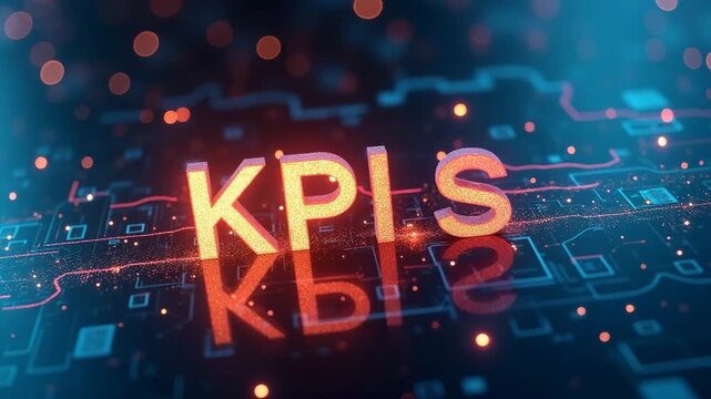 An avant-garde artistic representation of IT KPIs, highlighted by abstract shapes and spacious design, allowing room for innovative branding and advertising text.