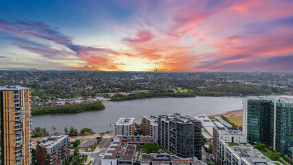 Wentworth Point a suburb in western Sydney newly built residential high rise apartments area on Parramatta River Sydney NSW Australia