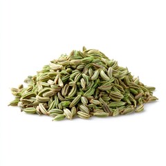 Pile Of Dried Fennel Seeds On White Background