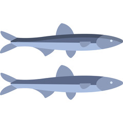 Two Blue Fish Side By Side Transparent Background Simple Flat Design Vector Illustration
