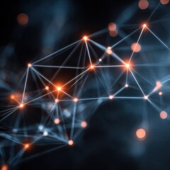Abstract Network Design With Glowing Orange Points And Lines