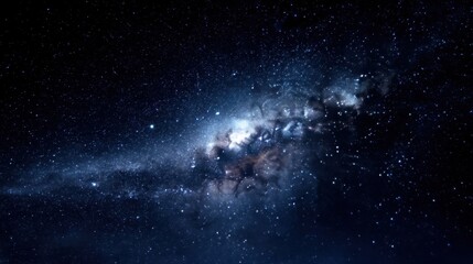 Fototapeta premium Stunning Deep Space Scene Featuring Bright Stars, Cosmic Dust, and Galaxies in a Dark Night Sky Perfect for Astronomy Enthusiasts and Science Illustrations