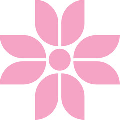 Stylized Pink Floral Graphic Design With Transparent Background And Simple Geometric Petals And Center Circle