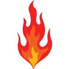 Stylized Red Orange Yellow Flame Icon with Transparent Background Burning Brightly Isolated Vivid Heat Energy Symbol