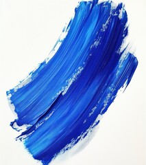Abstract blue paint brush stroke with varying shades and textured edges on white background, evoking calm and dynamic movement
