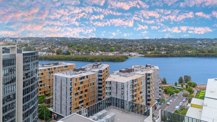 Wentworth Point a suburb in western Sydney newly built residential high rise apartments area on...