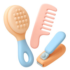 Obraz premium Baby Grooming Kit 3D Icon Isolated on White Background