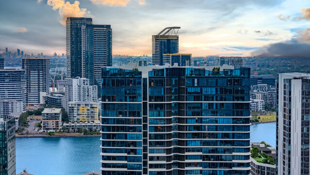 Wentworth Point a suburb in western Sydney newly built residential high rise apartments area on Parramatta River Sydney NSW Australia