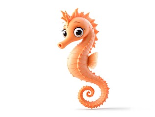 Fototapeta premium Elegant 3D Cartoon Seahorse