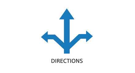 Blue arrows pointing in different directions a simple graphic silhouette